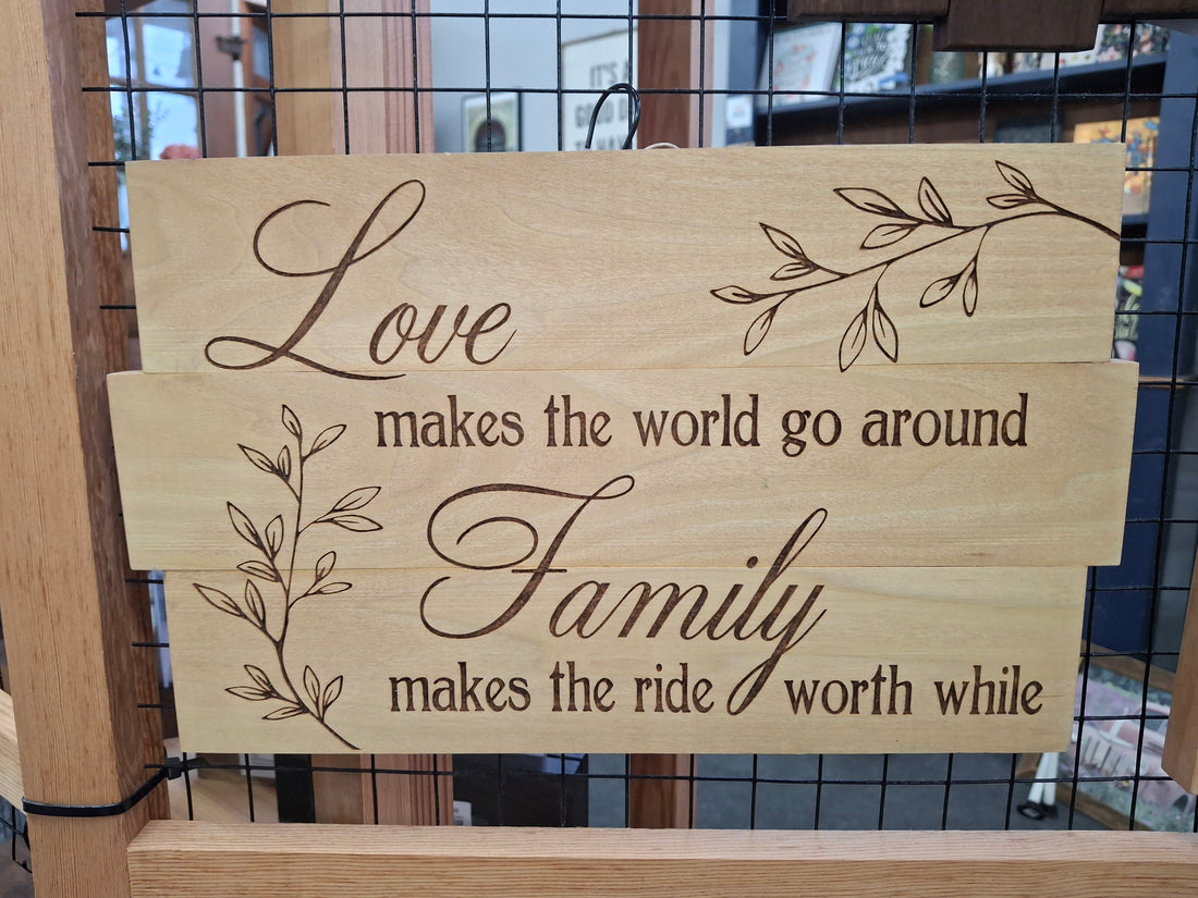 Love + Family Wooden Laser Sign