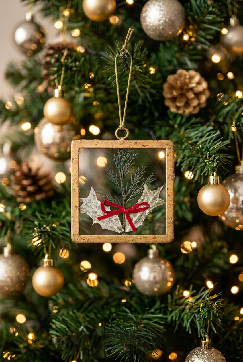 Pressed Holiday Floral Ornament