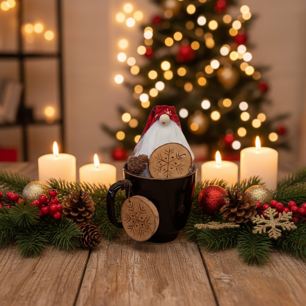 Pinecones + Ornaments Gnome Mug