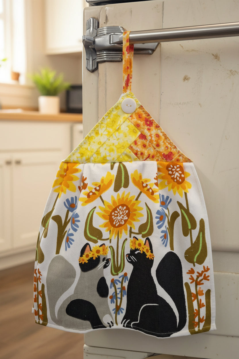 Cats + Sunflowers Kitchen Towel