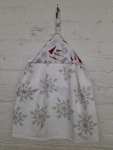 White With Gray Snowflakes Kitchen Towel