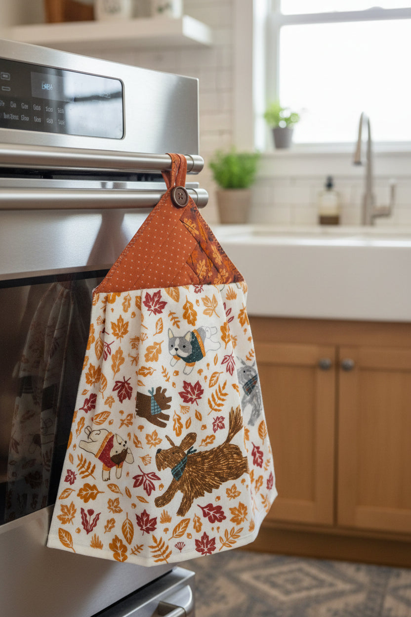 Dogs + Leaves Kitchen Towel