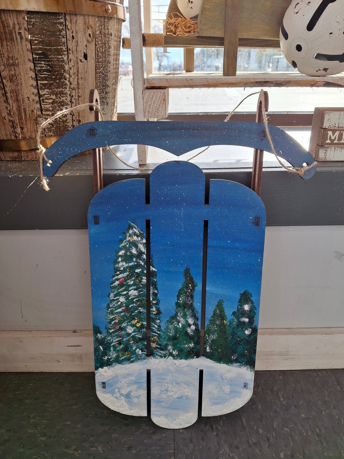 Handpainted Christmas Sled Decor