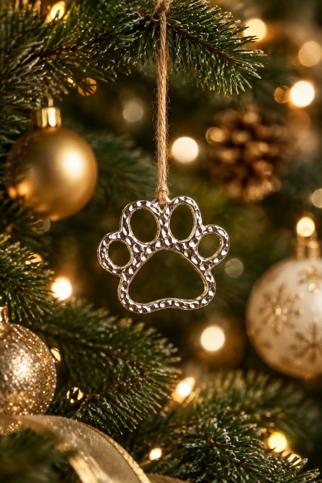Silver Dog Paw Ornament