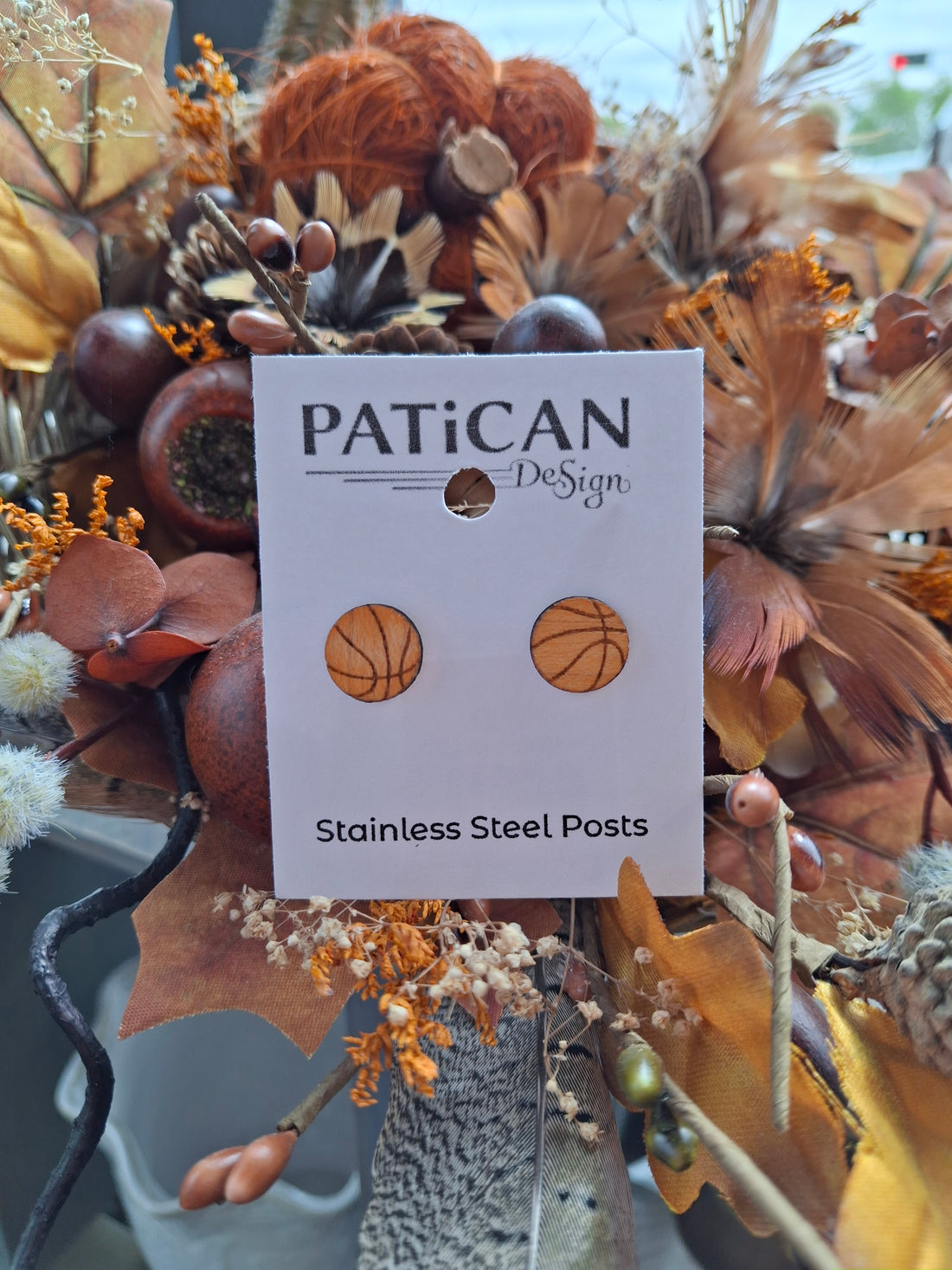 Laser Engraved Earrings - Basketball