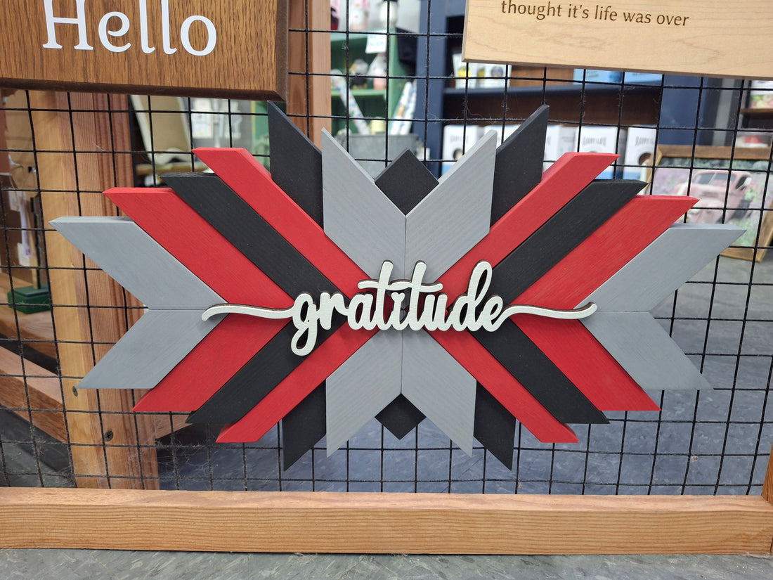 Chevron Wooden Sign -Gratitude
