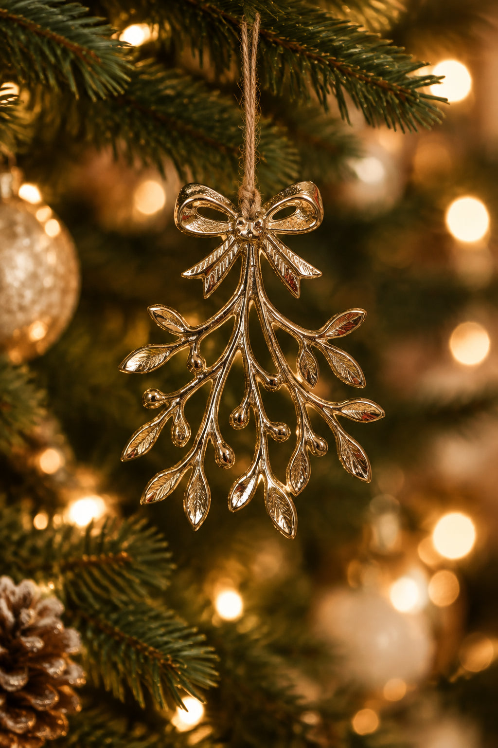 Gold Leaf + Bow Ornament