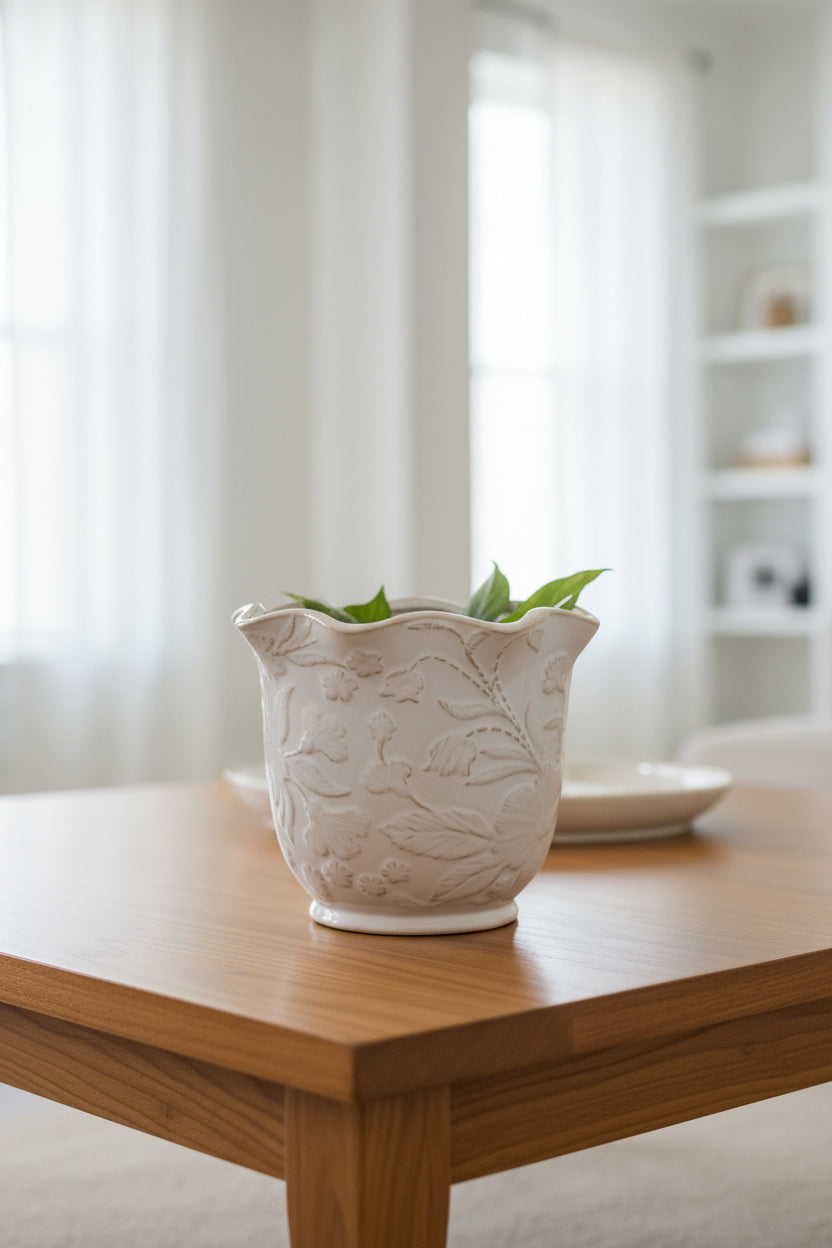 White Floral Planter