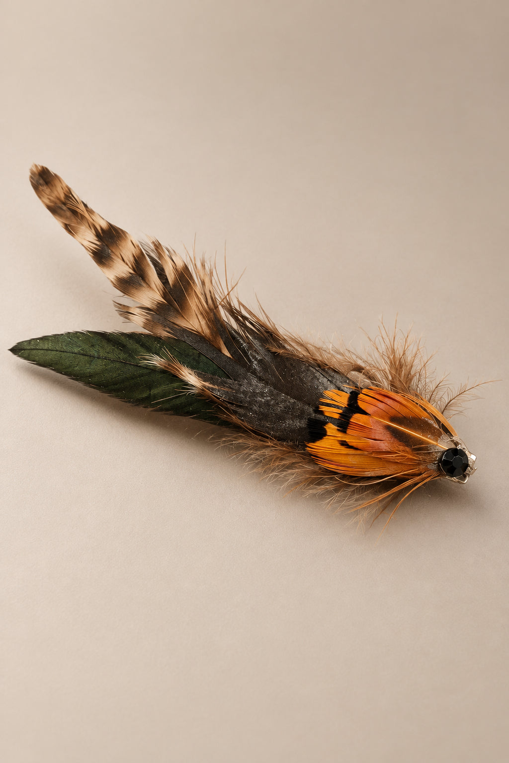 Feather Hair Clip - Stripes + Oil Slick