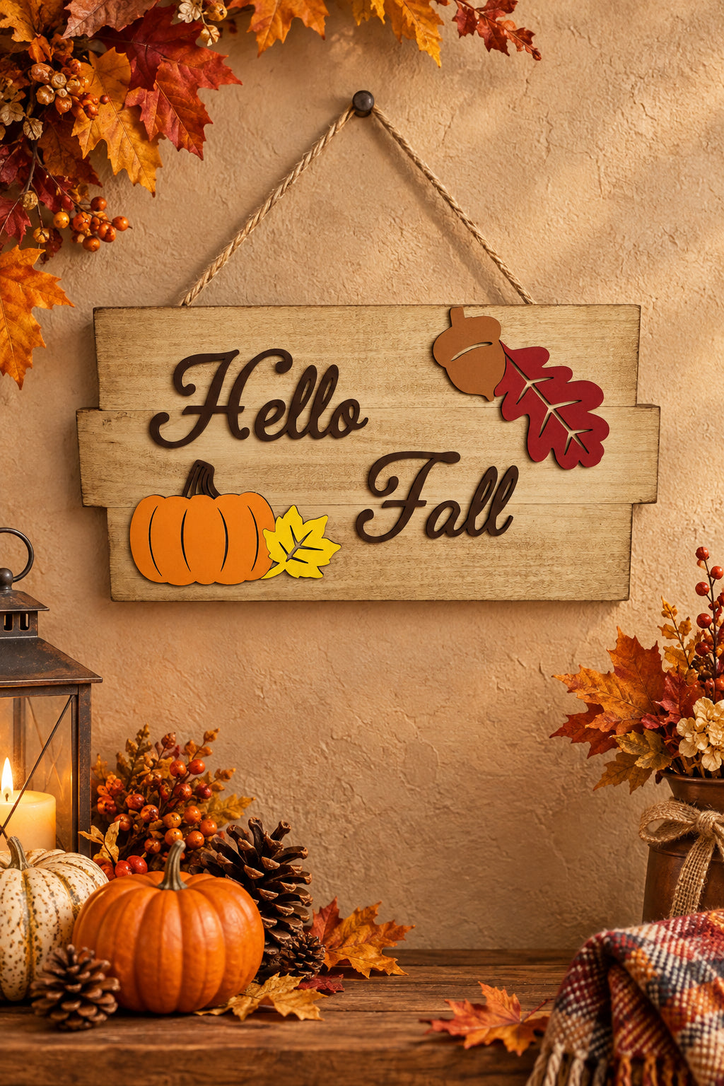 Hello Fall 3-Board Sign