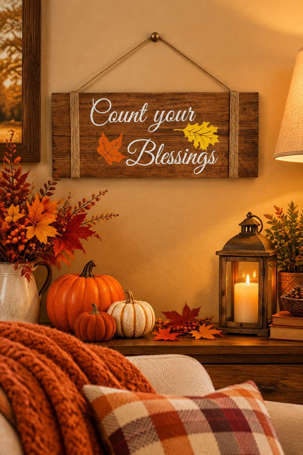 Count Your Blessings Hanging Wooden Sign