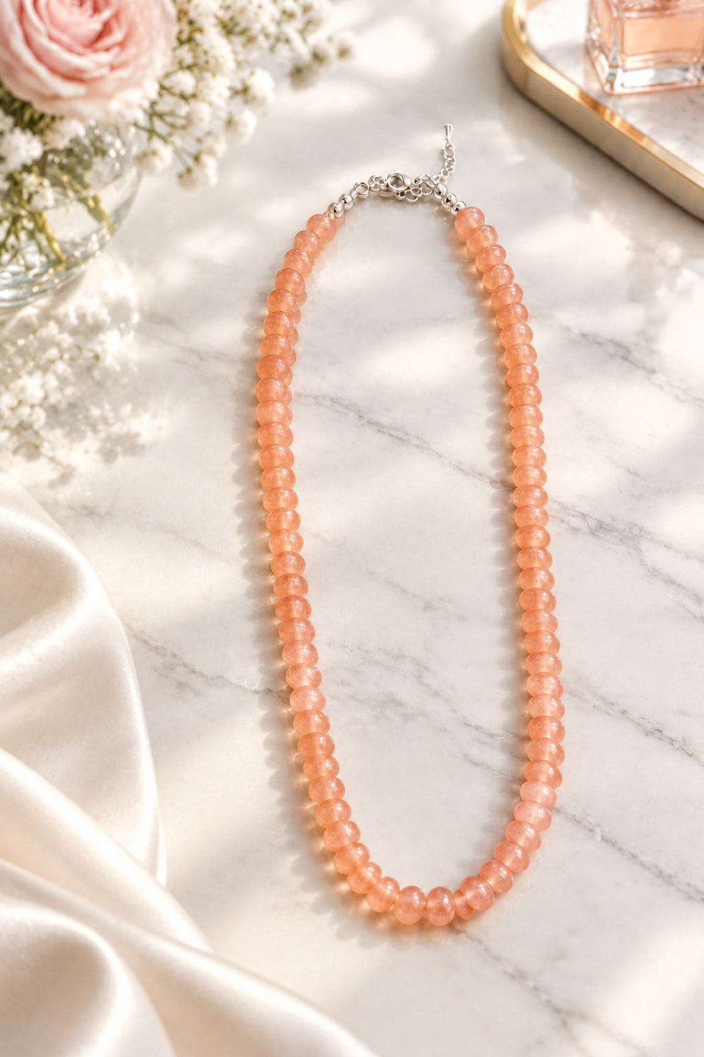 Beaded Necklace - Peach