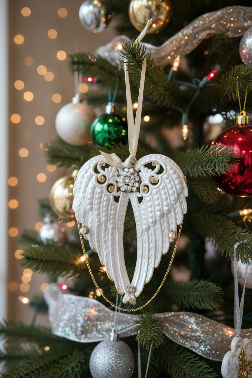 Kurt Adler Opulent Angel Wings Ornament - Heart