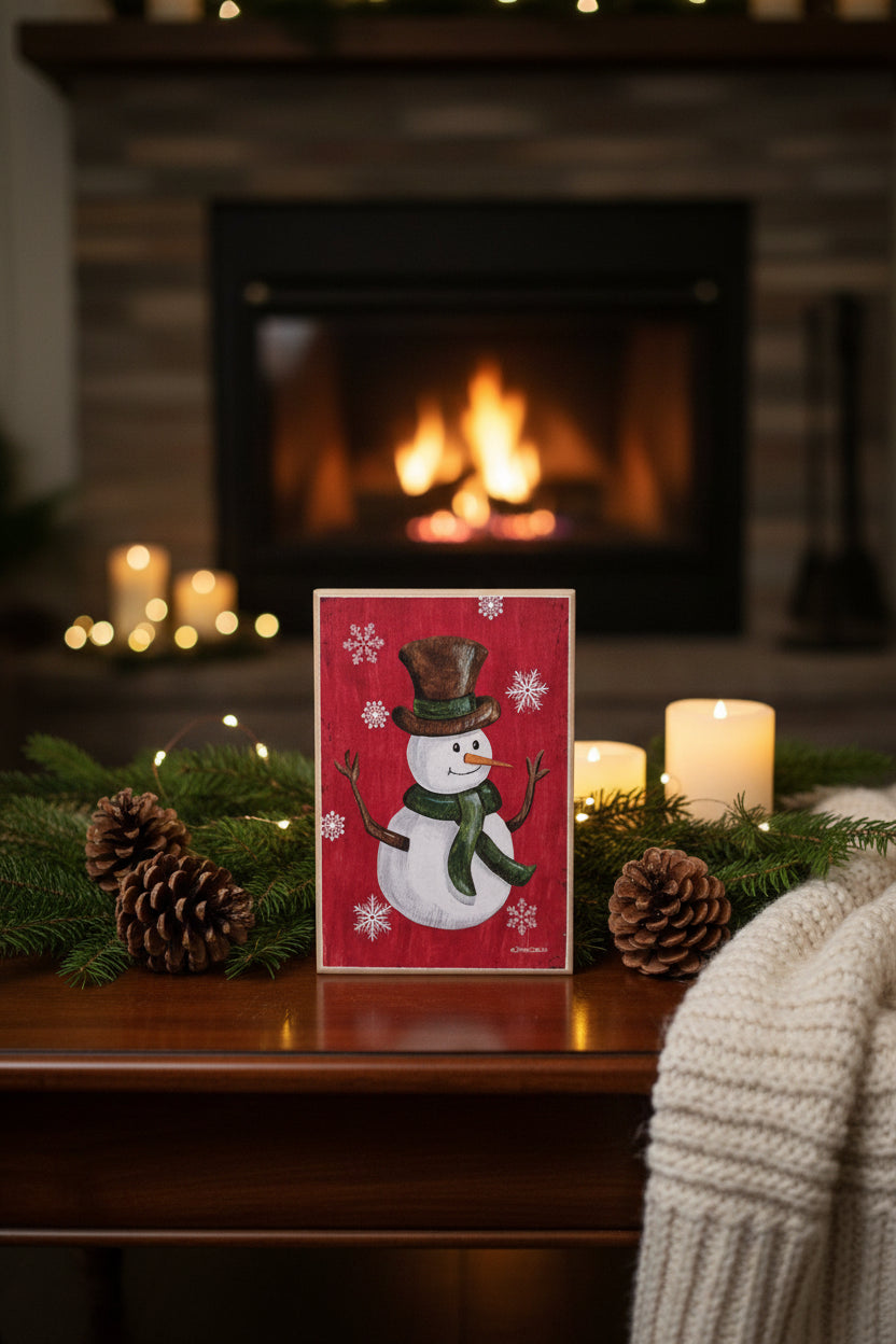 Jan Michaels' Snowman Wood Block