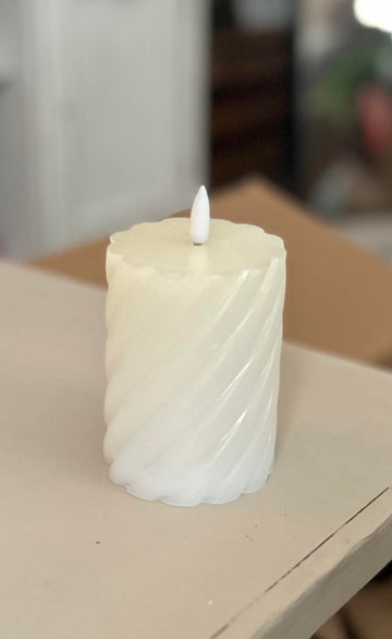 White Swirl Pillar Candle