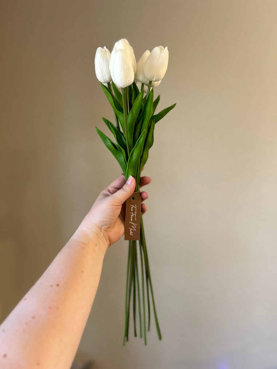 Real Touch White Long Stem Tulips