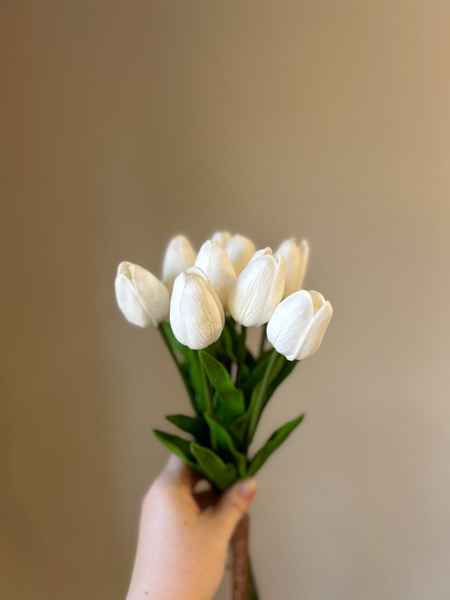 Real Touch White Long Stem Tulips