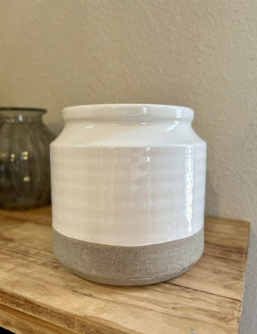 Two-Toned White + Cement Vase