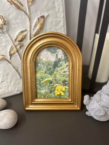 Gold Arched Frame - Wildflower Print