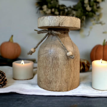 Wooden Pillar Candle Holder