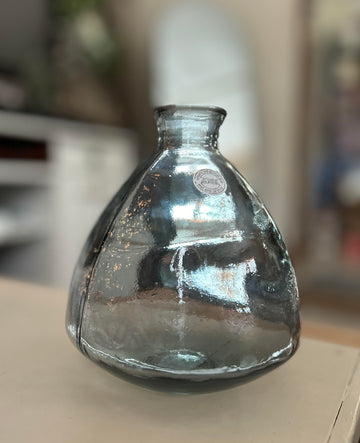Blue Tinted Blown Glass Vase - Small