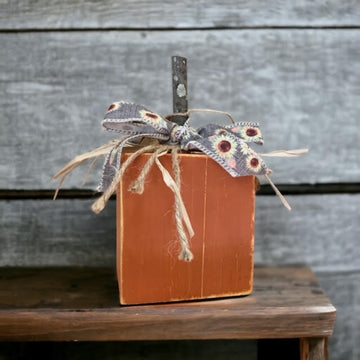 Pumpkin Block Shelf Decor - 7.5"