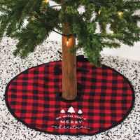 Red and Black Buffalo Check Merry Christmas Tree Skirt