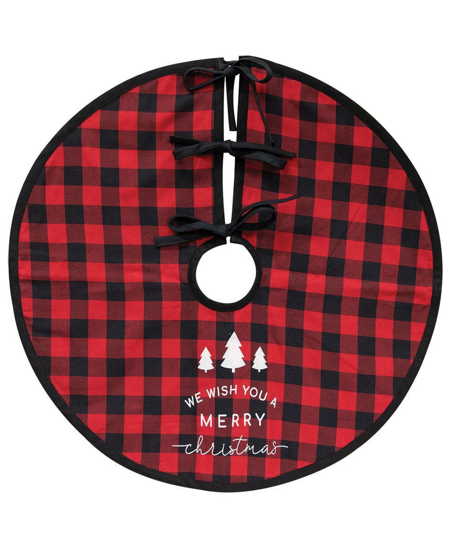 Red and Black Buffalo Check Merry Christmas Tree Skirt