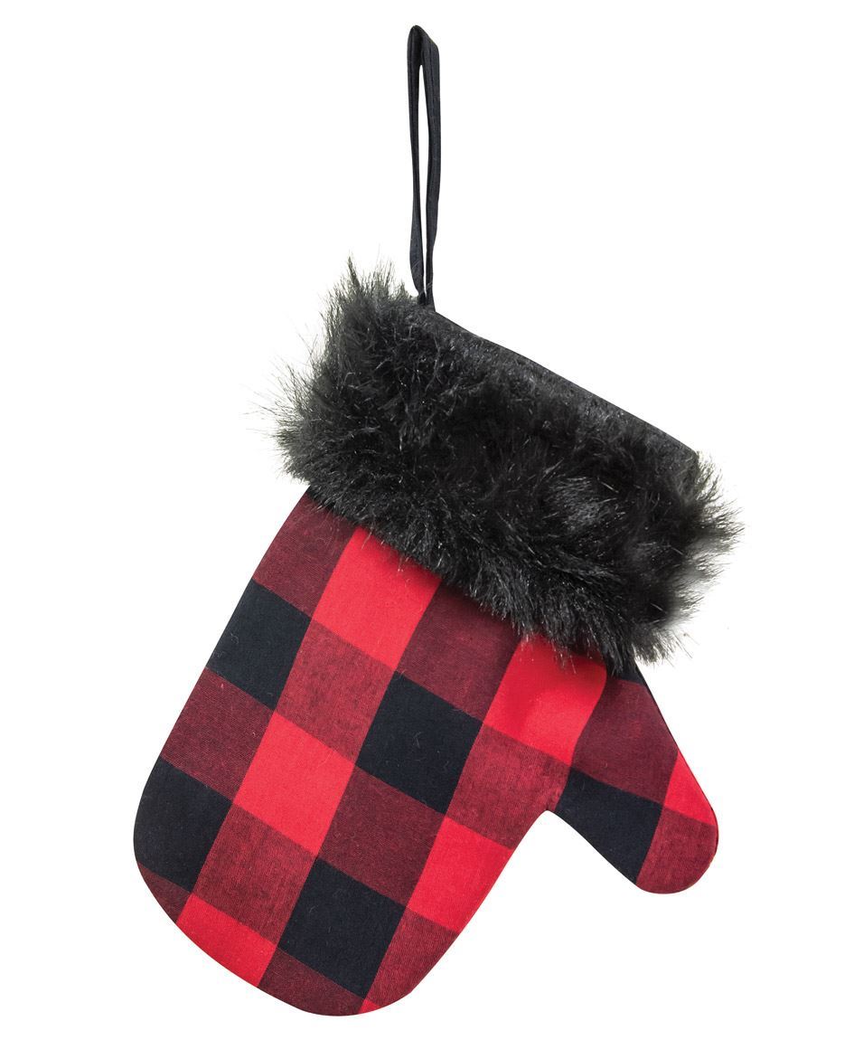 Red and Black Buffalo Check Mitten Gift Card Holder Pocket