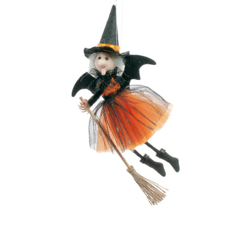 Halloween Happy Witch Riding a Broomstick