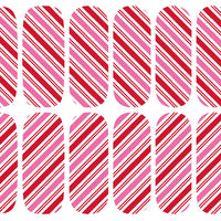 Candy Cane Lane | Fun Pink & Red Candy Cane Stripe Nail Wrap