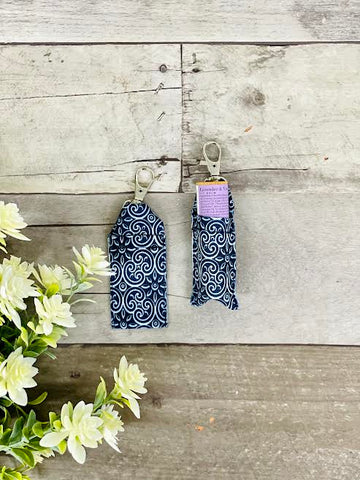 Navy Filigree Chapstick Holder
