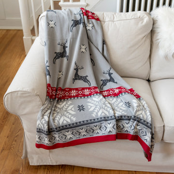 Snowflake Deer Throw Blanket