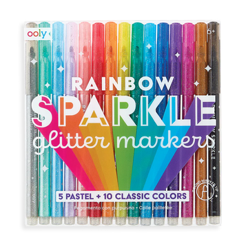 Rainbow Sparkle Glitter Markers - Set of 15