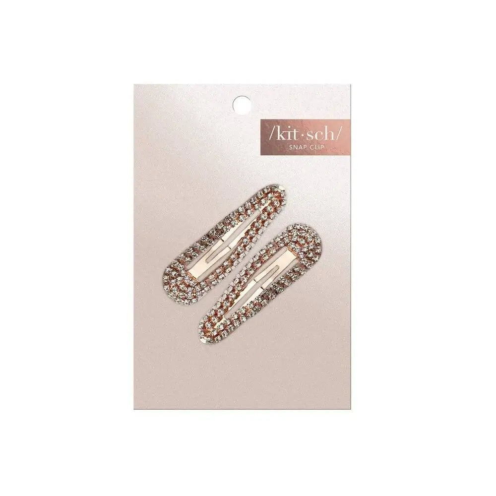 Kitsch Mini Rhinestone Snap Clips - Rose Gold