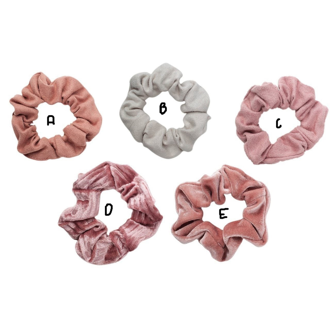 Velvet Scrunchie - Assorted Blush + Mauve Tones