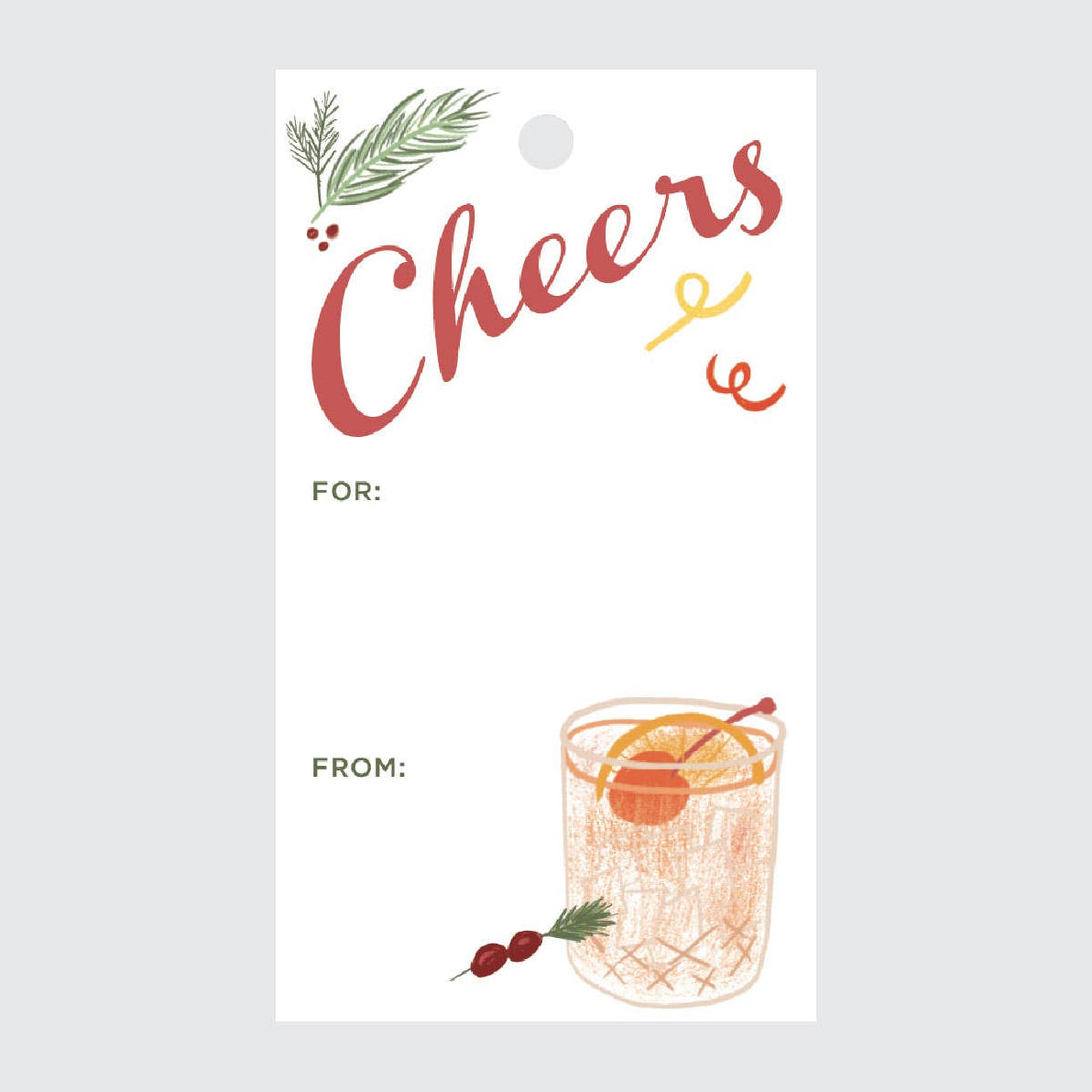 Nostalgia Holiday Cocktails Gift Tags (Double-Sided, 10 with Twine)