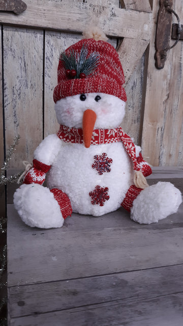 Snowman "Rosie" with Red Hat and Scarf