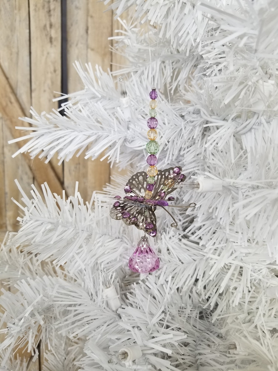 Beaded Butterfly Drop Ornament