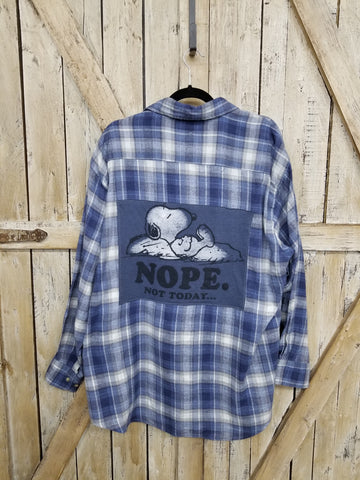 Repurposed Flannel with Snoopy Patch