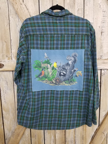 Repurposed Flannel with Wildlife Patch
