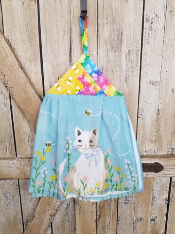 Cat with Flowers Kitchen Towel