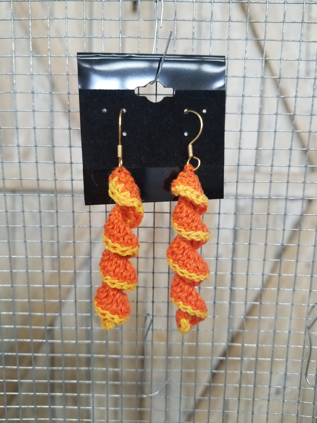 Orange Spiral Crochet Earrings