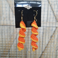 Orange Spiral Crochet Earrings