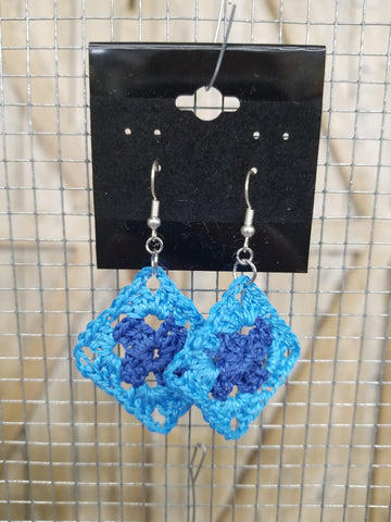 Multi Blue Diamond Crochet Earrings