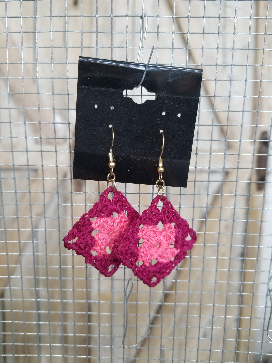 Pink & Berry Diamond Crochet Earrings