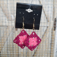 Pink & Berry Diamond Crochet Earrings