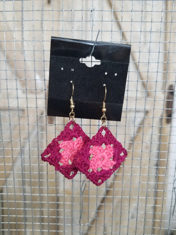 Pink & Berry Diamond Crochet Earrings