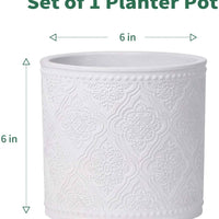 White Vintage Style Cement Plant Pot