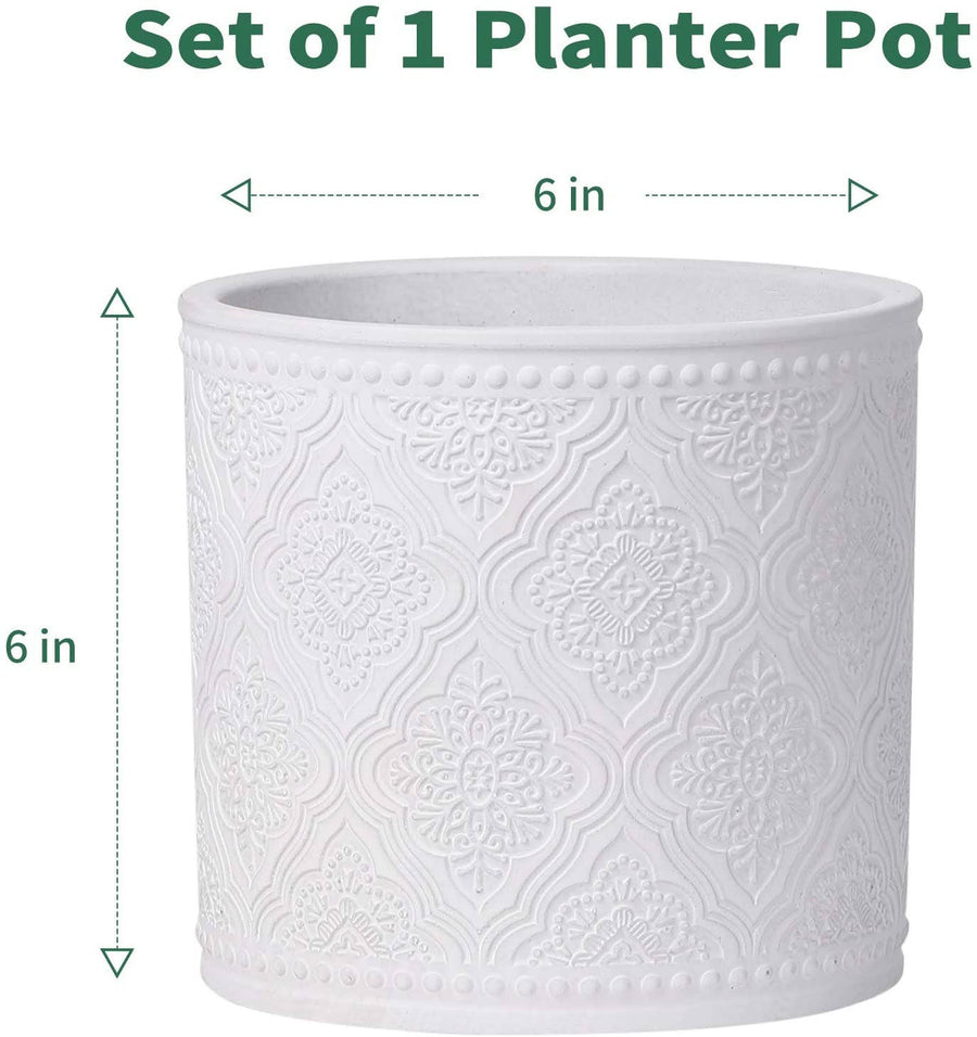 White Vintage Style Cement Plant Pot